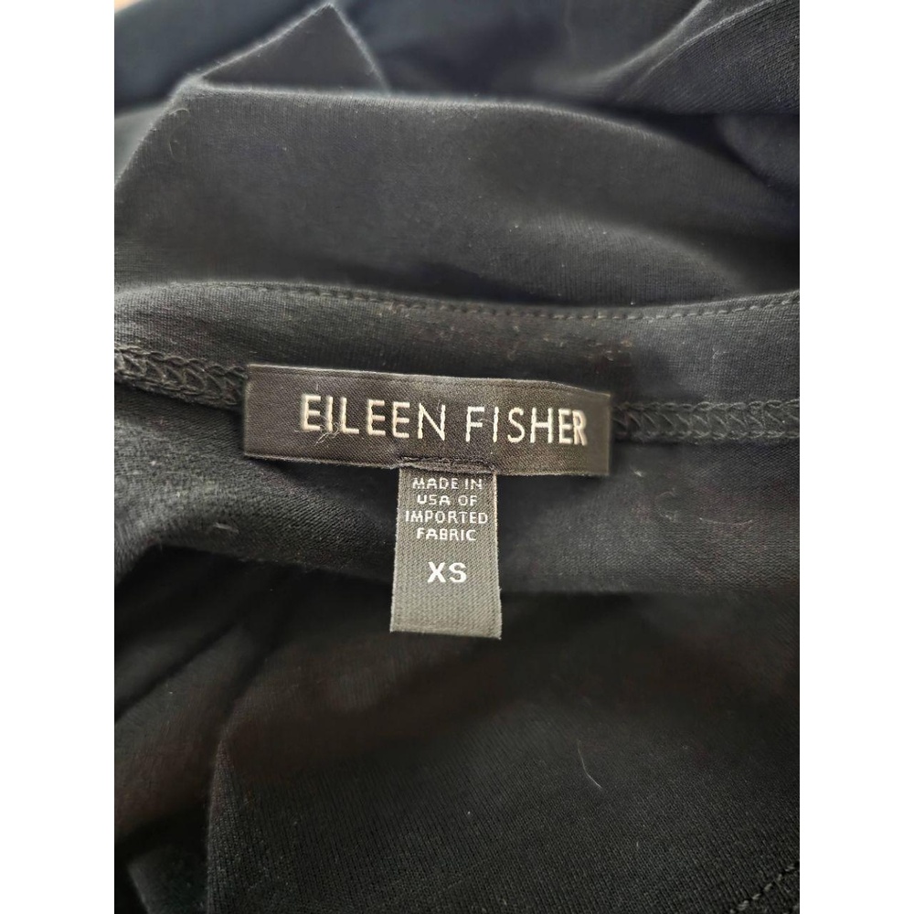Eileen Fisher Dress‎ Womens Size XS Black Boat Neck Asymmetrical Midi 3/4 Sleeve - Picture 7 of 7